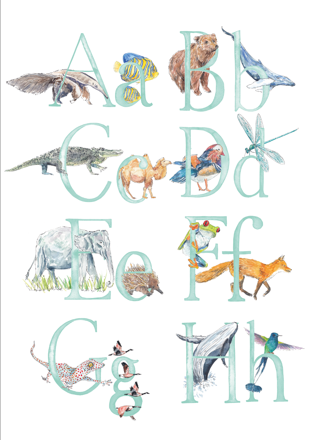Animal Alphabet Name Print - bespoke + personalised