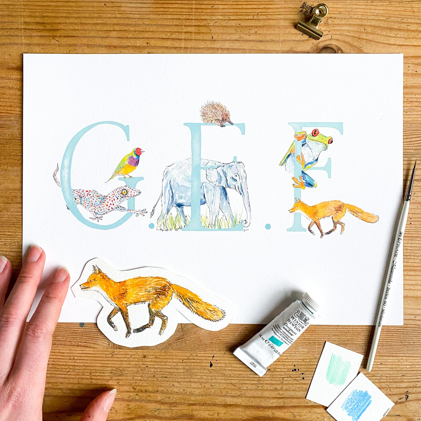 Animal Alphabet Initial print - bespoke + personalised