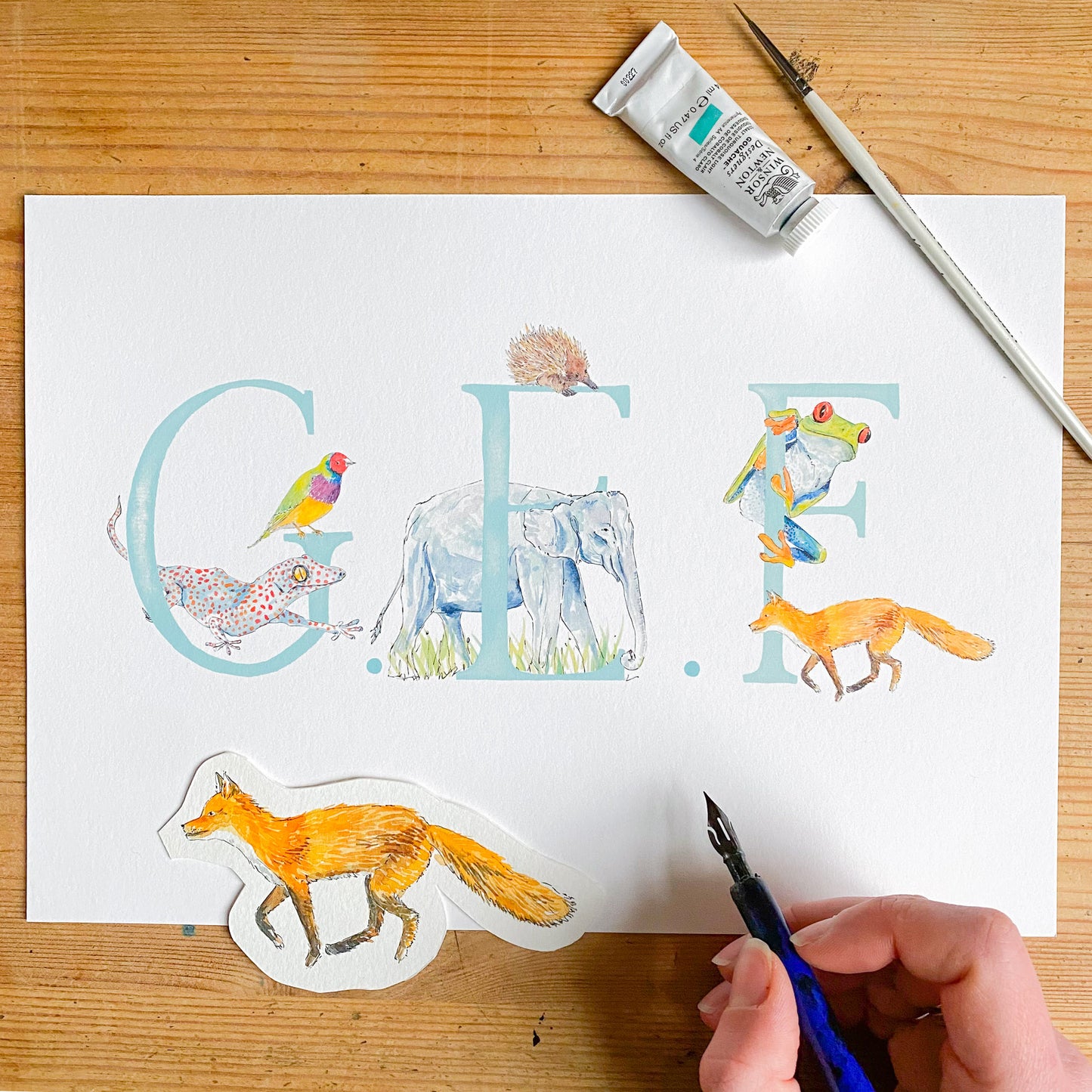Animal Alphabet Initial print - bespoke + personalised