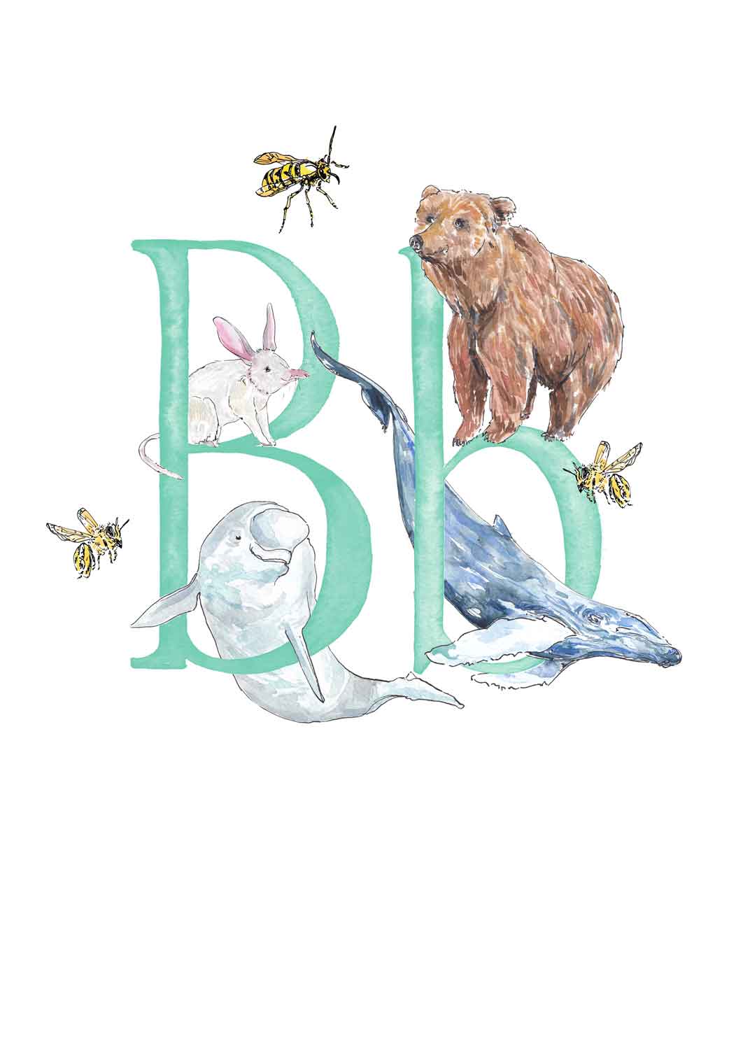 A, B, C, D - custom, personalisable letter print