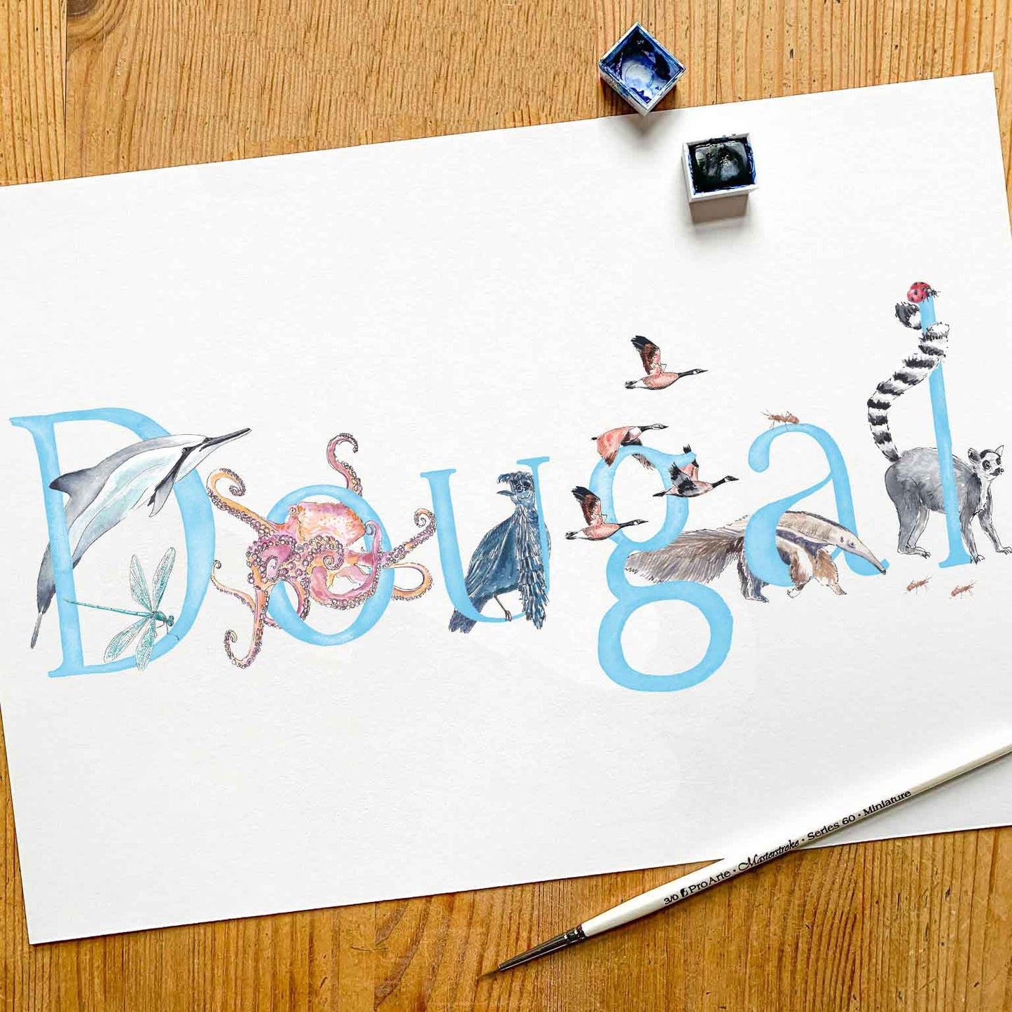 Animal Alphabet Name Print - bespoke + personalised