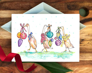 Four Birds of Christmas Christmas Card set