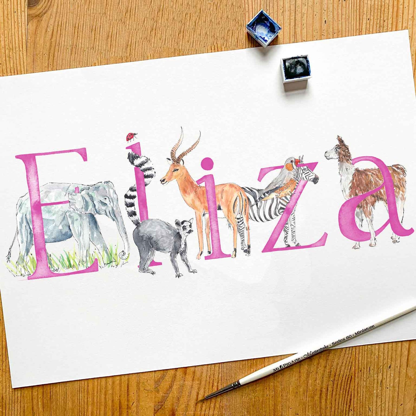 Animal Alphabet Name Print - bespoke + personalised