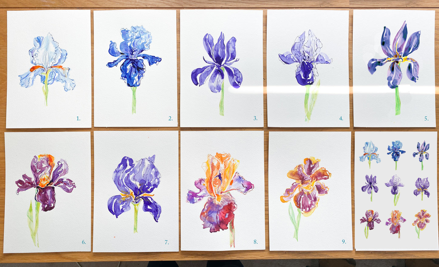 'A Bunch of Irises' set of 5 or 9