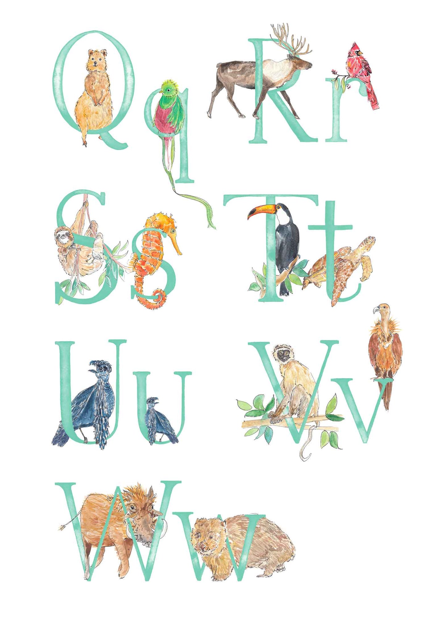 Animal Alphabet Name Print - bespoke + personalised
