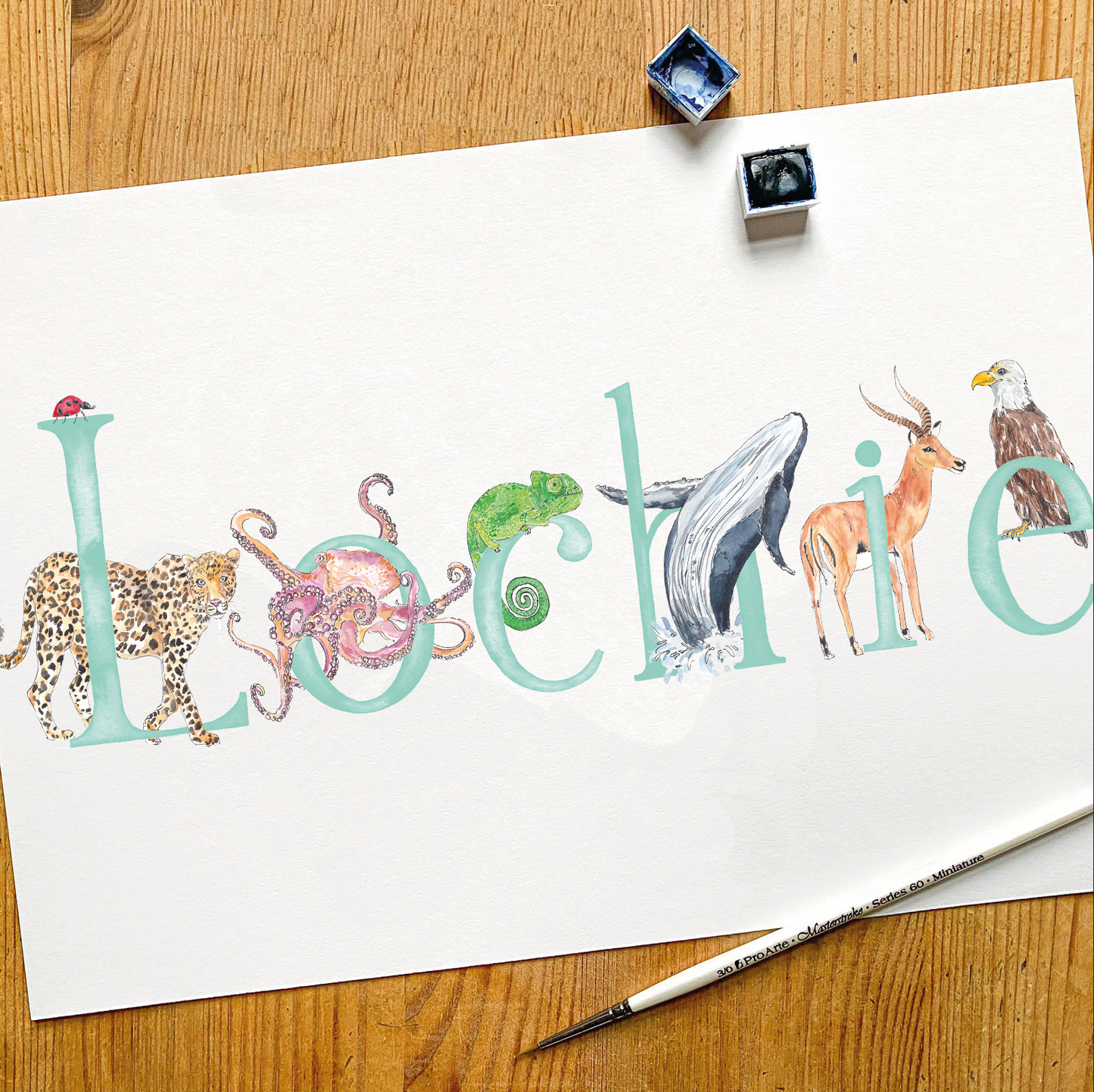 Animal Alphabet Name Print - bespoke + personalised
