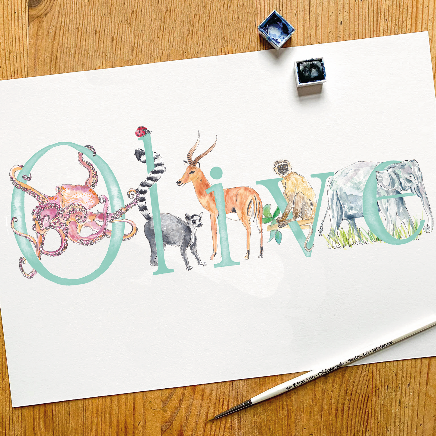 Animal Alphabet Name Print - bespoke + personalised