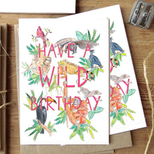 Load image into Gallery viewer, Wild birthday card with animals flatlay