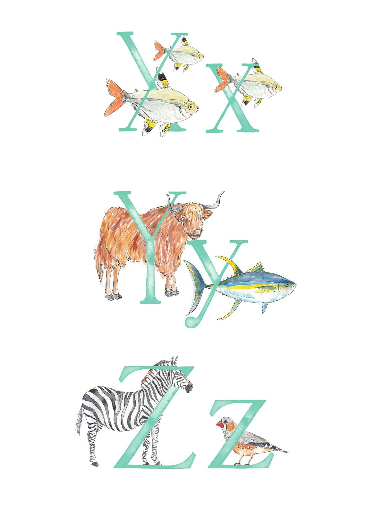 Animal Alphabet Name Print - bespoke + personalised