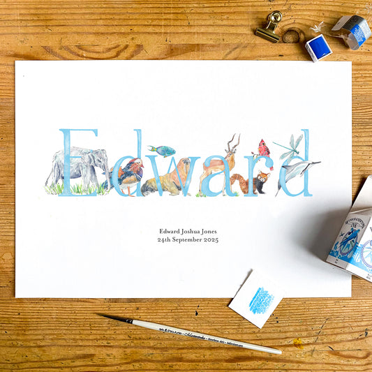 Animal Alphabet Name Print - bespoke + personalised