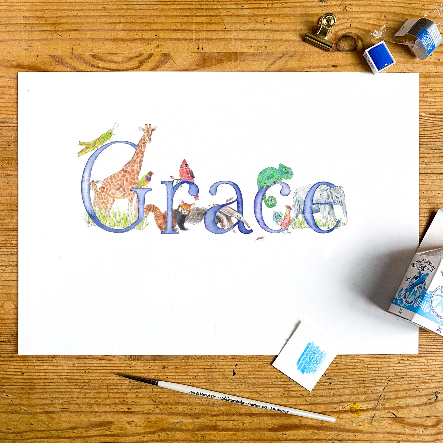 Animal Alphabet Name Print - bespoke + personalised