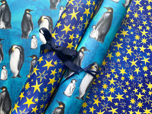 Cuddling Penguins wrapping paper