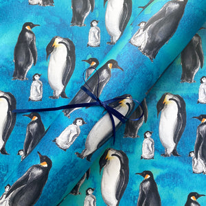 Cuddling Penguins wrapping paper