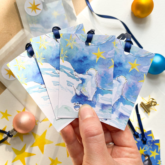 Striding Home - set of 4 gift tags