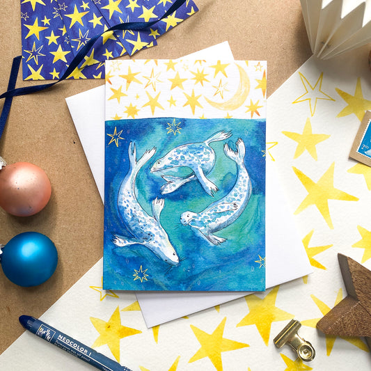 Seals a’ Swimming Christmas Card