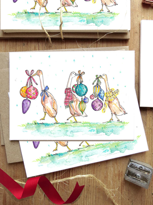 Four Birds of Christmas Christmas Card set