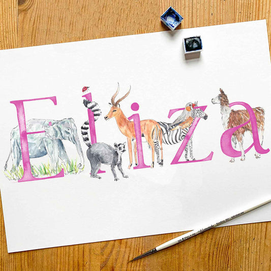 Animal Alphabet Name Print - bespoke + personalised