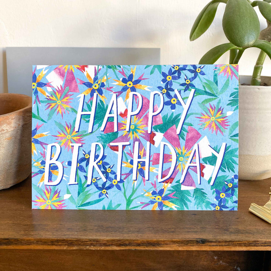 Paper Flowers Happy Birthday card