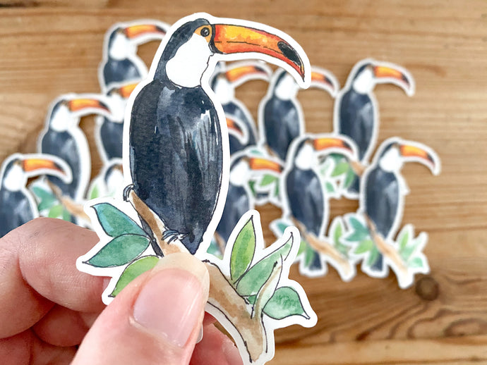 Stickers! - toucan, octopus, leopard, blue whale, gecko, elephant