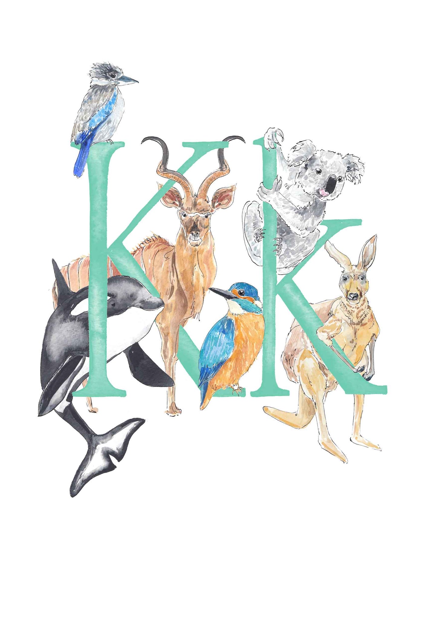 I, J, K, L - custom, personalisable letter print