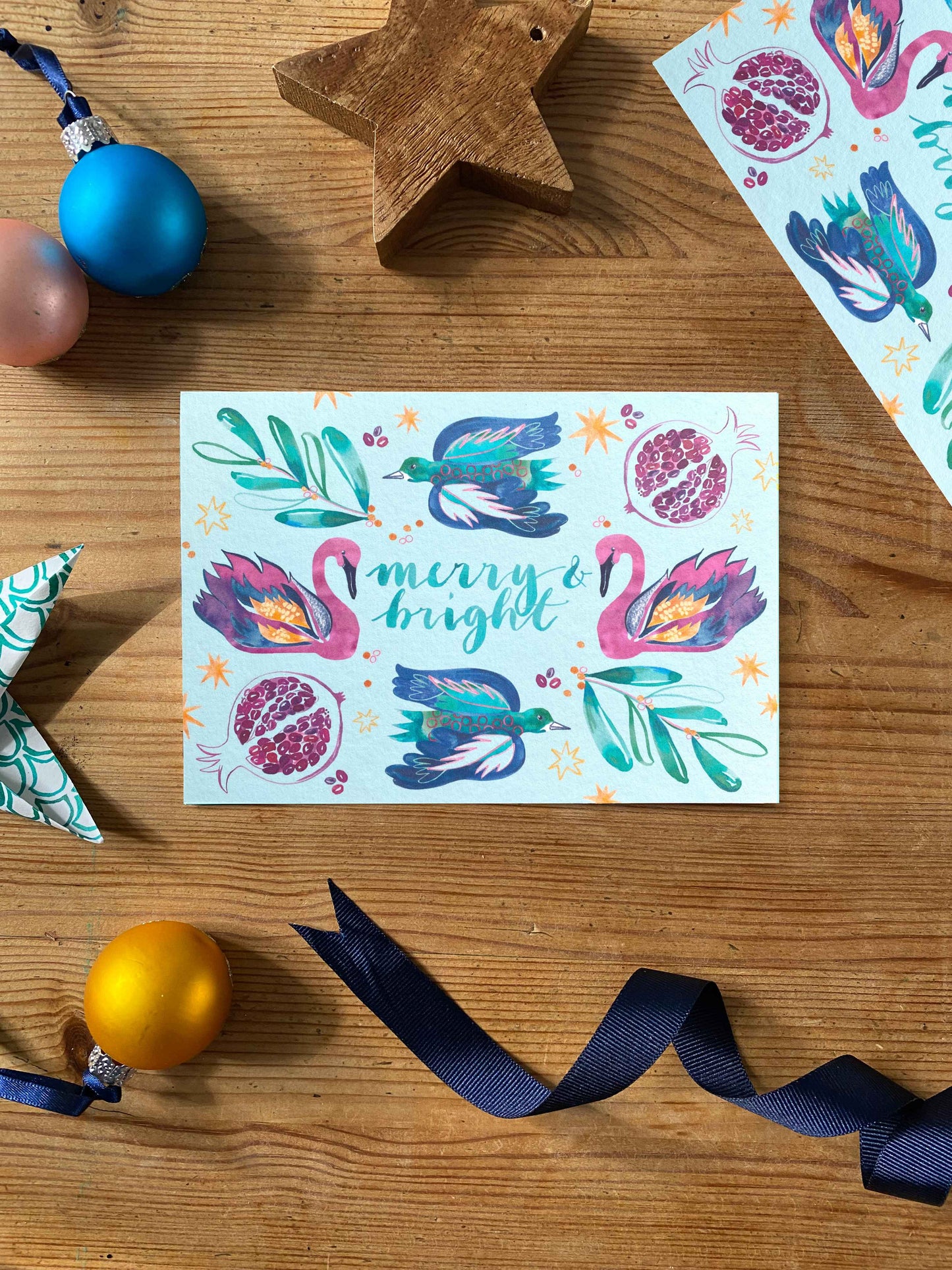 Merry & Bright Christmas Card collection set - Swans & Swallows + Hellebores & Holly