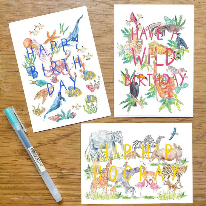 Animal Celebration cards - set of 6