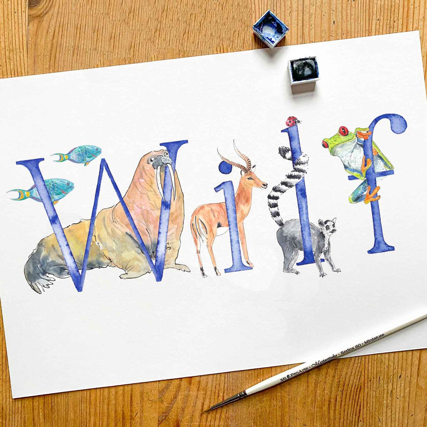 Animal Alphabet Name Print - bespoke + personalised