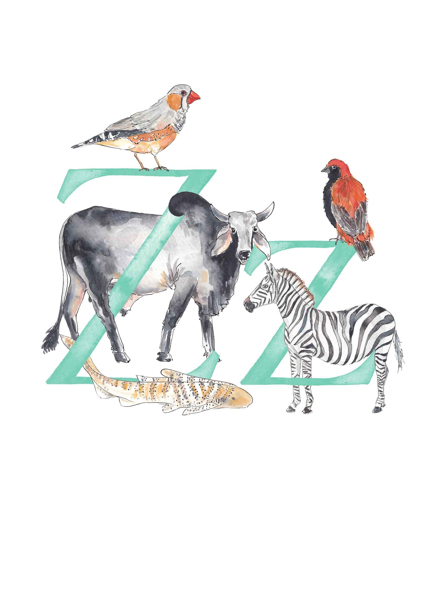 U, V, W, X, Y, Z - custom, personalisable letter print