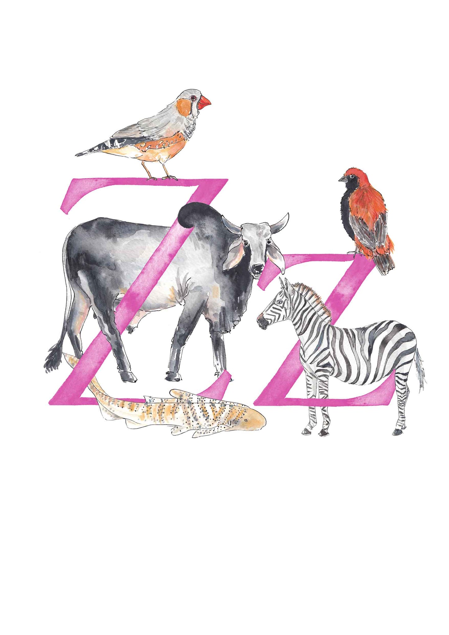 U, V, W, X, Y, Z - custom, personalisable letter print
